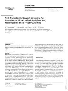 Original Paper Received: August 28, 2013 Accepted after revision: September 18, 2013 Published online: October 26, 2013  Fetal Diagn Ther