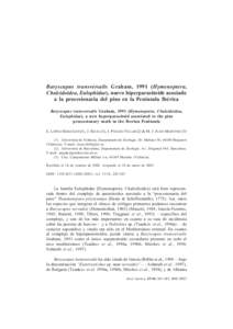 Baryscapus transversalis Graham, 1991 (Hymenoptera, Chalcidoidea, Eulophidae), nuevo hiperparasitoide asociado a la procesionaria del pino en la Península Ibérica