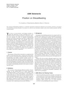 BREASTFEEDING MEDICINE Volume 3, Number 4, 2008 © Mary Ann Liebert, Inc. DOI: [removed]bfm[removed]ABM Statements