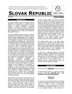 COMMITTEE OF EXPERTS ON TERRORISM (CODEXTER)  PROFILES ON COUNTER-TERRORIST CAPACITY SLOVAK REPUBLIC