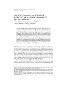 AIDS Education and Prevention, 15(3), 245–256, 2003 © 2003 The Guilford Press HIV RISK AMONG NEMOTO ET AL. ASIAN MASSEUSES