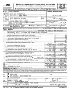 Form  990 A For the 2010 calendar year, or tax year beginning