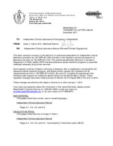 Medical technology / Laboratories / Medical diagnosis / Medical laboratory / Clinical Laboratory Improvement Amendments / Massachusetts health care reform / Pathology / Drug test / Medicine / Health / Healthcare in the United States