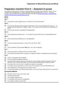 Preparation checklist Form 9 — Easement (in gross)