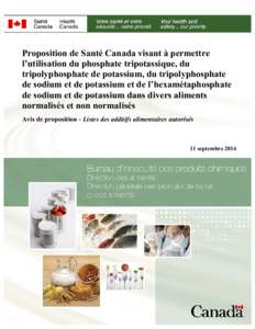 Proposition de Santé Canada visant à permettre l’utilisation du phosphate tripotassique, du tripolyphosphate de potassium, du tripolyphosphate de sodium et de potassium et de l’hexamétaphosphate de sodium et de po