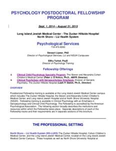 PSYCHOLOGY POSTDOCTORAL FELLOWSHIP PROGRAM: [removed]