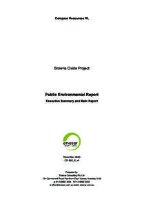 Compass Resources NL  Browns Oxide Project Public Environmental Report Executive Summary and Main Report