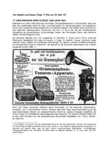 Von Nadeln und Dosen Folge 17 (Fox auf 78, Heft: EINE BRANCHE WIRD FLÜGGE -DAS JAHR 1903 Spätestens im Jahre 1903 erkannten die Nadler, die Nadelfabrikanten in Deutschland, dass sich über den traditionellen Ma