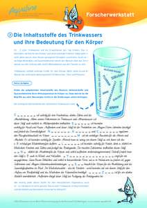 Forscherwerkstatt  > Die Inhaltsstoffe des Trinkwassers und ihre Bedeutung für den Körper 1,5 – 2 Liter Trinkwasser soll ein Erwachsener pro Tag trinken. Das ist