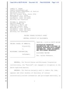 Stipulation Regarding Preservation and Discovery of Certain Electronically-Stored Information, Draft Documents, And Privileged Materials : U.S. v. Microsemi Corporation