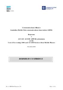 Communications Alliance Australian Mobile Telecommunications Association (AMTA) Response to  ACCAN/ ACOSS/ AFFCRA submission