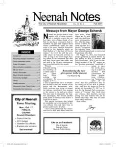 The City of Neenah Newsletter Fall[removed]The City of Neenah Newsletter VOL. 12 NO. 4