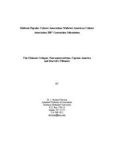 Midwest Popular Culture Association/ Midwest American Culture Association 2007 Convention Submission