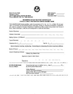 DBA Filing No. _ _ _ __ Date Filed: Expiration Date: _ _ _ __ Barry County Clerk Pamela A. Jarvis