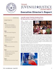 Executive Director’s Report August 2013 Contents PAGE 1 Juvenile Justice Training