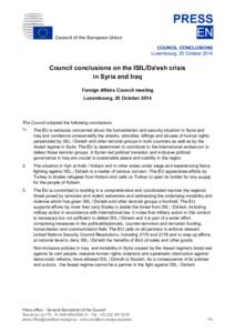 PRESS EN Council of the European Union  COUNCIL CONCLUSIONS