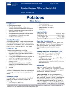 Raleigh Regional Office New Jersey Potatoes Fact Sheet