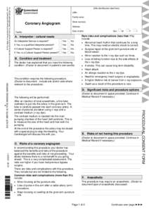 Coronary Angiogram Consent Form and Patient Information Sheet | Queensland Health