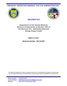 American Recovery and Reinvestment Act / Government / Public economics / Economic policy / Qualified school construction bond / Nonbusiness Energy Property Tax Credit / Taxation in the United States / Treasury Inspector General for Tax Administration / Internal Revenue Service