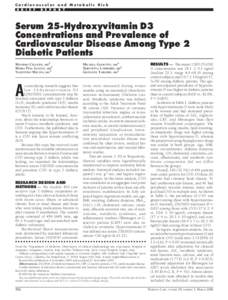 Cardiovascular and Metabolic Risk B R I E F R E P O R T  Serum 25-Hydroxyvitamin D3