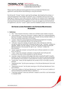 Rosslare Enterprises Ltd. Flat 12, 9/FL. Wing Fat Industrial Bldg. 12 Wang Tai Road, Kowloon Bay, Hong Kong Tel:  | Fax: Please read this software license agreement (SLA) and Software Maintena