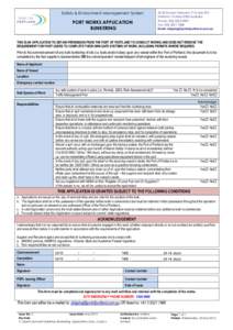 Safety & Environment Management System  PORT WORKS APPLICATION BUNKERING[removed]Kunara Crescent, P.O. Box 292