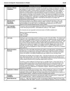 General and Specific Characteristics for Model:  SLAB