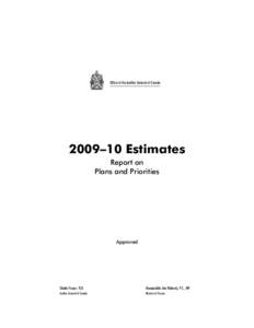 2009–10 Estimates— Report on Plans and Priorities