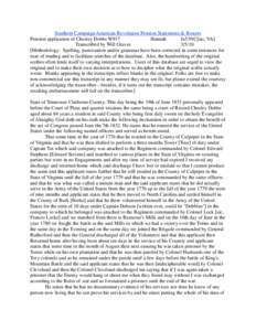 Southern Campaign American Revolution Pension Statements & Rosters Pension application of Chesley Dobbs W917 Hannah fn53NC[sic, VA] Transcribed by Will Graves[removed]