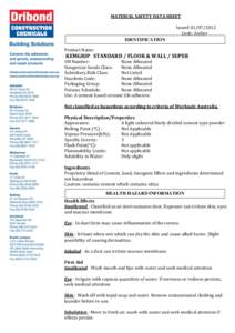 MATERIAL SAFETY DATA SHEET Issued[removed]Code: Amber IDENTIFICATION Product Name: