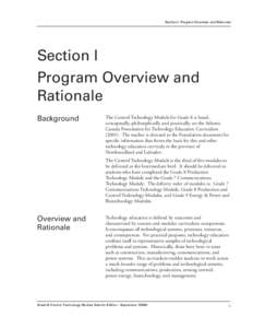 Grade 8 Control Technology Module - Section I - Program Overview and Rationale