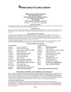 Middle School Student Handbook[removed]School Year VIRGINIA BEACH CITY PUBLIC SCHOOLS 2512 GEORGE MASON DRIVE P.O. BOX 6038 VIRGINIA BEACH, VIRGINIA[removed]