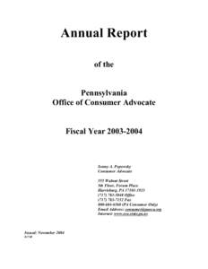 Annual Report of the Pennsylvania Office of Consumer Advocate
