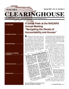 Spring 2003 • Vol. 19 • Number 2  NAGARA CLEARINGHOUSE national association of government archives and records administrators