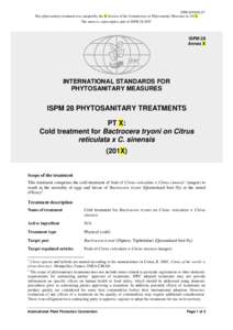 Cold treatment of Citrus sinensis for Ceratitis capitata