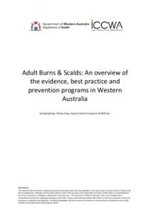 Adult Burns & Scalds: An overview of the evidence, best practice and prevention programs in Western Australia Compiled by: Alison Kay, Injury Control Council of WA Inc.
