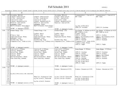 Fall Schedule[removed]Room Sizes: 120=48, 121=142, 122=89, 124=67, 125=105, 213=38, 214=26, 216=26, 222=14, 215=trial courses only; L211=32, L218=16 (clinical), L312=12 (clinical); Lib. 206E=18, 406A=10 M