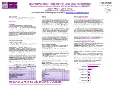 Ensuring Meaningful Participation in Large-scale Assessments: Research on Accommodations for Students with Learning Disabilities from[removed]Jason R. Altman & Damien Cormier National Center on Educational Outcomes Onl