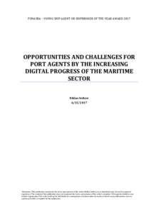 OPPORTUNITIES AND CHALLENGES FOR  PORT AGENTS BY THE INCREASING DIGITAL PROGRESS OF THE MARITIME SECTOR