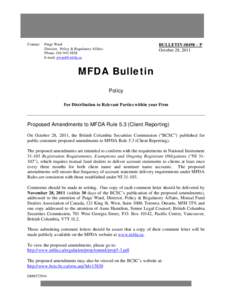 Bulletin#0498-P - Proposed Amendments to MFDA Rule 5.3 (Client Reporting)