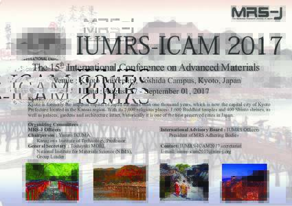 th  IUMRS-ICAM 2017 The 15 International Conference on Advanced Materials Venue : Kyoto University, Yoshida Campus, Kyoto, Japan