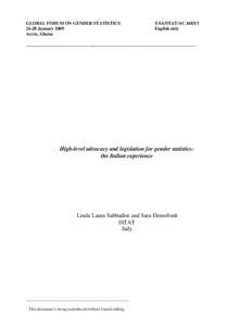 GLOBAL FORUM ON GENDER STATISTICS[removed]January 2009 Accra, Ghana ESA/STAT/AC[removed]English only