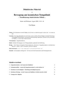 Didaktisches Material zu Bewegung am kosmischen Tempolimit – Visualisierung relativistischer Effekte – Sterne und Weltraum, August 2005, S