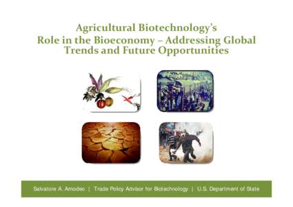 Agricultural Biotechnology’s Role in the Bioeconomy – Addressing Global Trends and Future Opportunities Salvatore A. Amodeo | Trade Policy Advisor for Biotechnology | U.S. Department of State