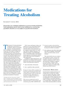NIAAA Alcohol Health and Research World Volume 18 Number[removed]Advances in Alcoholism Treatment