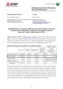 MITSUBISHI ELECTRIC CORPORATION PUBLIC RELATIONS DIVISION 7-3, Marunouchi 2-chome, Chiyoda-ku, Tokyo, Japan FOR IMMEDIATE RELEASE