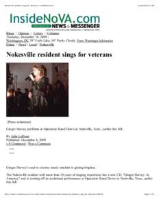 Nokesville resident sings for veterans | InsideNova.com