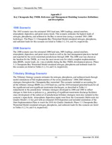 Appendix J. Key Chesapeake Bay TMDL Reference and Management Modeling Scenarios: Definitions and Descriptions