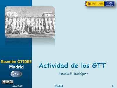 Reunión GTIDEE  Madrid Actividad de los GTT Antonio F. Rodríguez