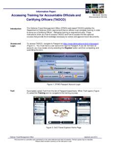 Information Paper:  Accessing Training for Accountable Officials and Certifying Officers (TAOCO)  DEFENSE TRAVEL
